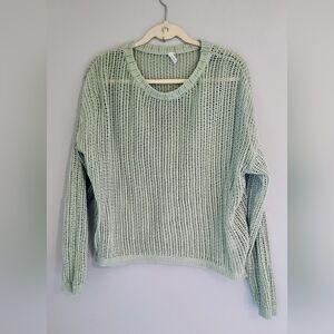 Wishlist Mint Green Women's Ladder Open Stitch Sweater